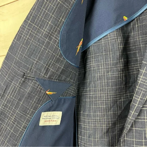 A Fish Named Fred Linen Blazer Jacket Size 40